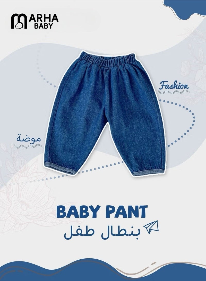 مرحبا بيبي ملابس جينز للأطفال من عمر 0 إلى 3 سنوات مصنوعة من القطن بنسبة 100% مناسبة للخريف والربيع، سراويل جينز للجنسين - Image 2