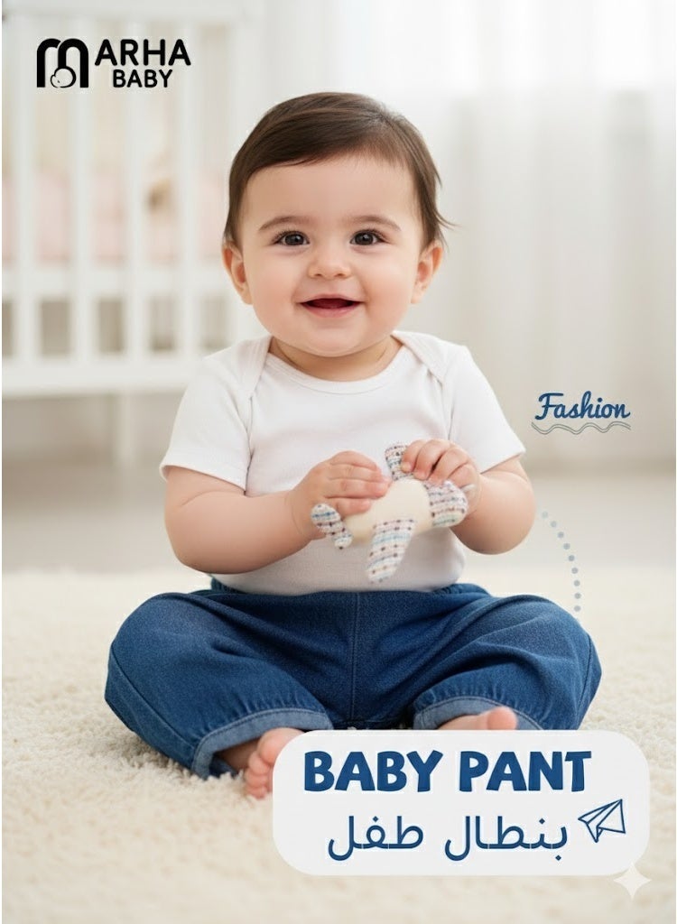 مرحبا بيبي ملابس جينز للأطفال من عمر 0 إلى 3 سنوات مصنوعة من القطن بنسبة 100% مناسبة للخريف والربيع، سراويل جينز للجنسين - Image 1