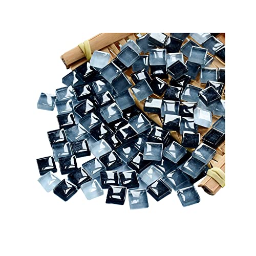 FAIRUO 100 Pieces Bulk Mosaic Tiles Assorted Color Opaque Mosaic Glass Crafts Supplies for DIY Picture Coaster Home Mosaic Decoration(1x1cm,Black Series) - Image 1