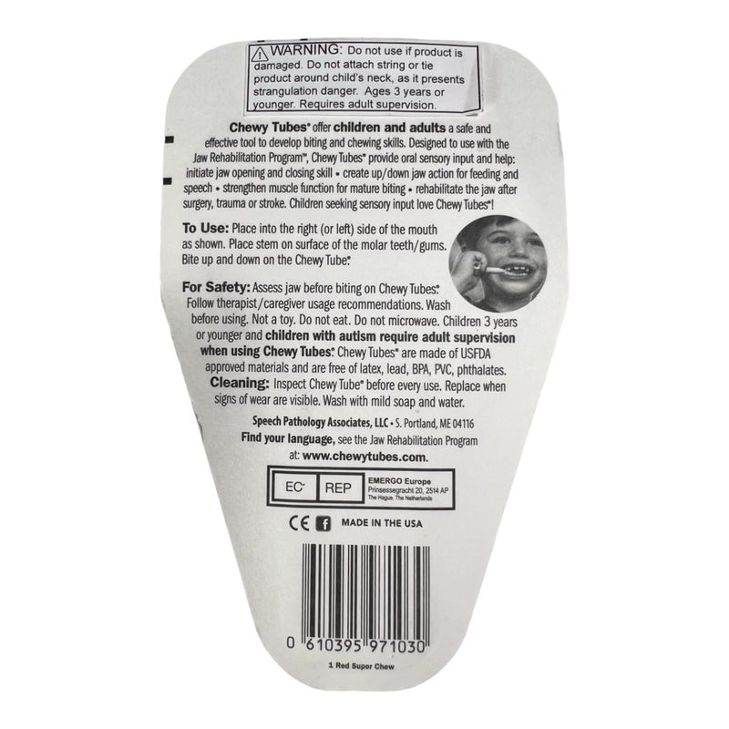 Chewy Tubes أنابيب مضغ، عبوة 2 - مضغات حمراء سوبر - أداة علاج حسية للأطفال والبالغين - Image 2