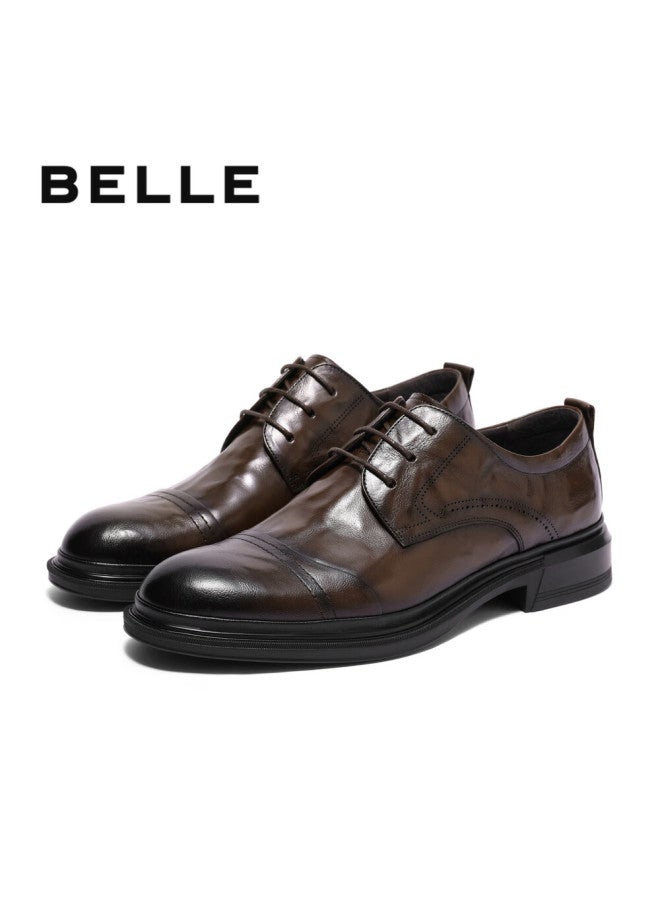 Belle Commuter Business Leather Shoes For Men, Spring And Summer Cowhide Shoes, Genuine Leather Shoes, Wedding Shoes, Professional Formal Shoes A1220, Brown, Size 42 - Image 3