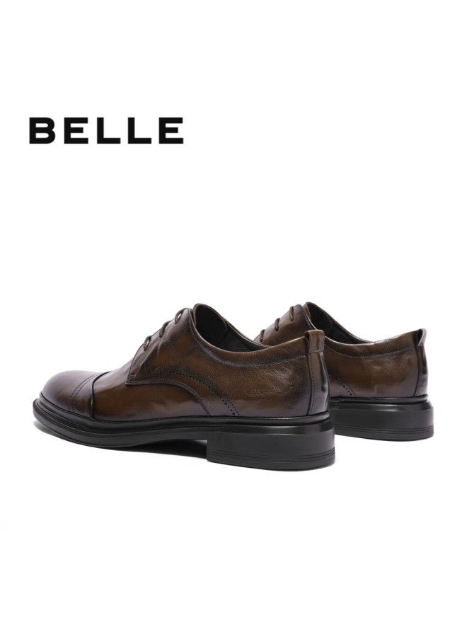 Belle Commuter Business Leather Shoes For Men, Spring And Summer Cowhide Shoes, Genuine Leather Shoes, Wedding Shoes, Professional Formal Shoes A1220, Brown, Size 42 - Image 2