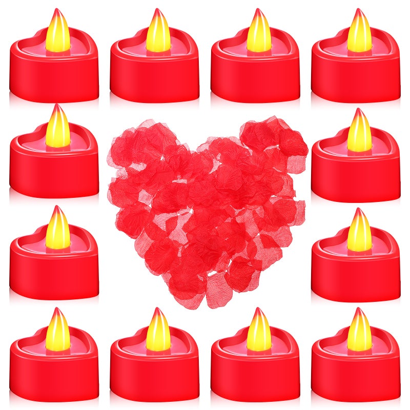 1 Set Rose Petals Heart Candles Proposal Decorations Romantic Decorations Valentines Day Rose Petals - Image 1