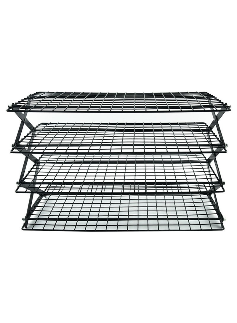 4-Tier Foldable Grilling Drying Rack Non-stick Iron Cooling Rack for Cookies Baking Outdoor Collapsible Camping Picnic Stand - Image 3