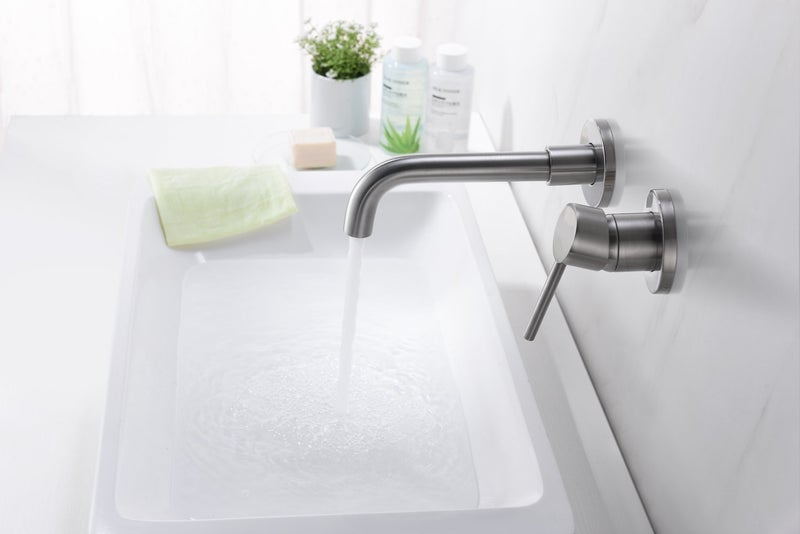Sumerain Wall Mount Bathroom Faucets Brushed Nickel,Single Handle Wall Mount Faucet with Brass Rough-in Valve - Image 5