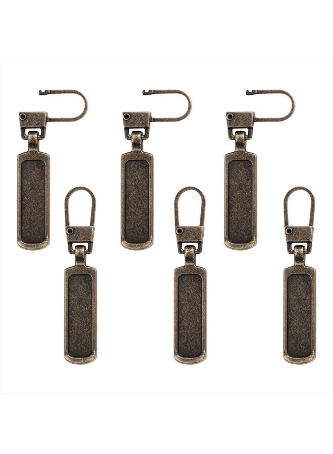 KINBOM 6pcs Zipper Pull Replacement, Zipper Part Replacement Detachable Metal Zipper Pull Tabs Zipper Tags Cord Pulls for Most Items-Purse Backpack Jacket Boots Jeans Coat Suitcase Luggage Dresses (Bronze) - Image 1