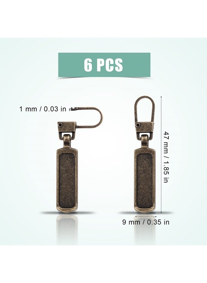 KINBOM 6pcs Zipper Pull Replacement, Zipper Part Replacement Detachable Metal Zipper Pull Tabs Zipper Tags Cord Pulls for Most Items-Purse Backpack Jacket Boots Jeans Coat Suitcase Luggage Dresses (Bronze) - Image 2