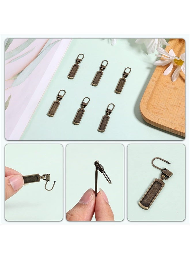 KINBOM 6pcs Zipper Pull Replacement, Zipper Part Replacement Detachable Metal Zipper Pull Tabs Zipper Tags Cord Pulls for Most Items-Purse Backpack Jacket Boots Jeans Coat Suitcase Luggage Dresses (Bronze) - Image 3