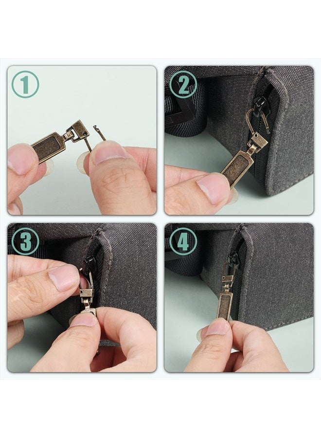 KINBOM 6pcs Zipper Pull Replacement, Zipper Part Replacement Detachable Metal Zipper Pull Tabs Zipper Tags Cord Pulls for Most Items-Purse Backpack Jacket Boots Jeans Coat Suitcase Luggage Dresses (Bronze) - Image 4