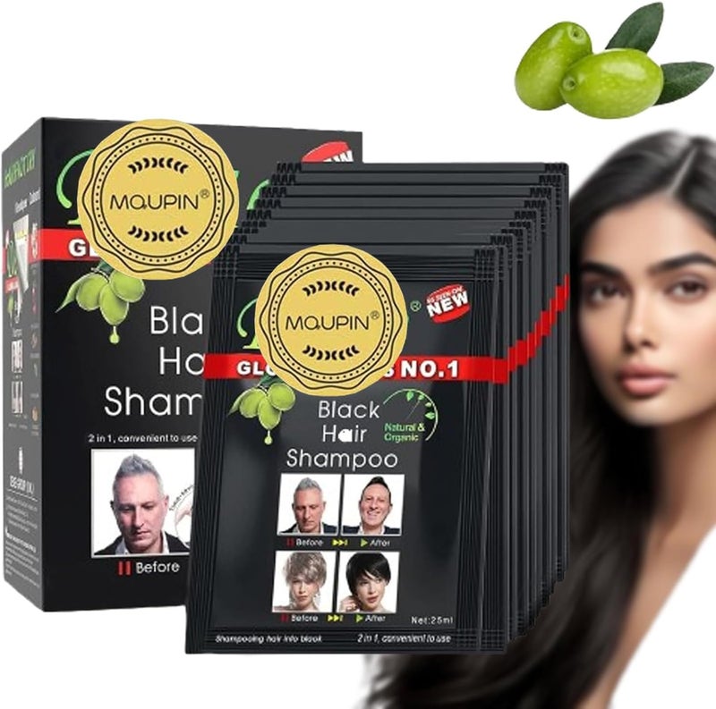 Black Hair Dye Shampoo UpgradedMQUPIN Hair Shampoo Instant Hair Dye for Men Women Black Natural Ingredients Simple to Use Permanent10 PCS