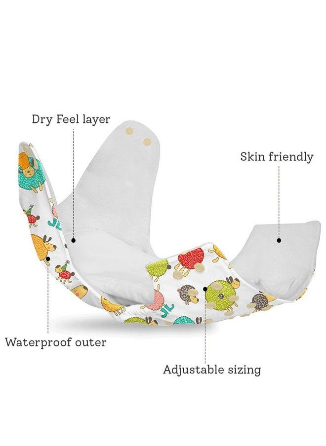 Superbottoms - Basic Reusable Cloth Diaper For Babies 0 3 Years ; Freesize Adjustable Washable And Reusable Cloth Diaper For Babies ; Outer Shell Only ; (Without Dry Feel Pad ;Soaker ; Insert) (Sheep) - Image 1