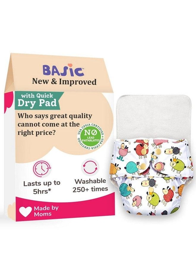 Superbottoms - Basic Reusable Cloth Diaper For Babies 0 3 Years ; Freesize Adjustable Washable And Reusable Cloth Diaper For Babies ; Outer Shell Only ; (Without Dry Feel Pad ;Soaker ; Insert) (Sheep) - Image 1