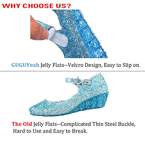 GUGUYeah Princess Costumes Jelly Flats Shoes, Cosplay Birthday Party Dress Up Sandals for Little Girls, Toddler or Kids Blue - Image 5