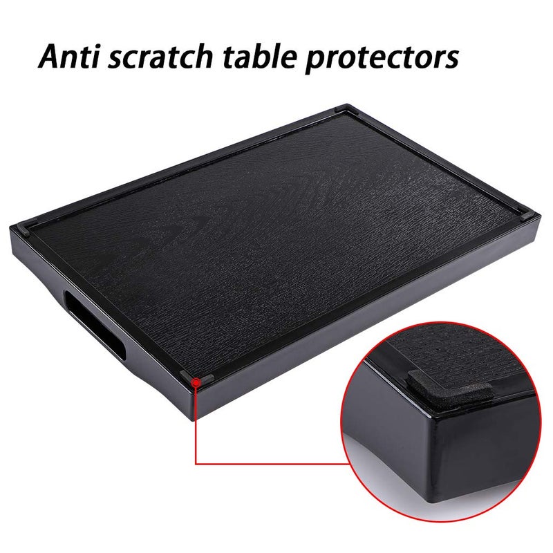 MDLUU Plastic Serving Tray, Ottoman Tray with Cutout Handles, Rectangle Butler Tray for Breakfast in Bed, Coffee Table Decor, Party (Black) - Image 4