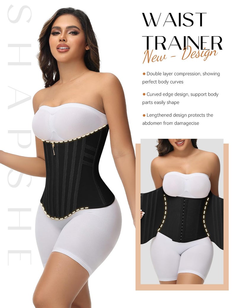 SHAPSHE Waist Trainer for Women Tummy Control Waist Cincher Corset Shapewear Hourglass Sport Workout Body Shaper Belly Band Hook - Image 3