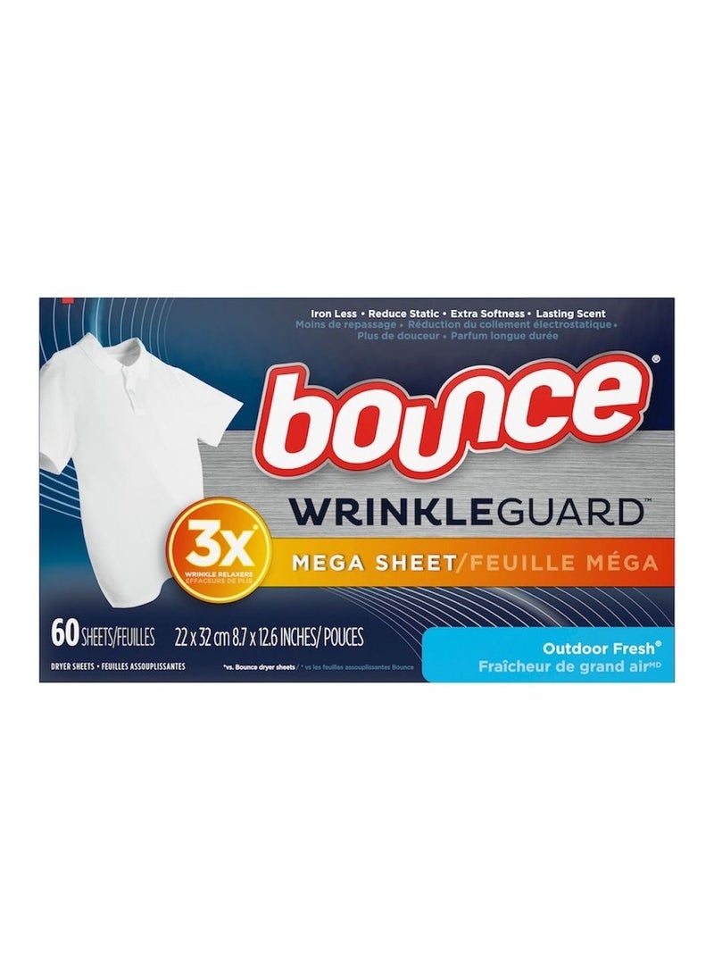 Bounce WrinkleGuard Mega Dryer Sheets, Outdoor Fresh 60 Count - pzsku/ZEC7B9830AB11B21FE3F3Z/45/_/1662795195/2390baca-b1ef-47c9-a5c9-f86e49061228