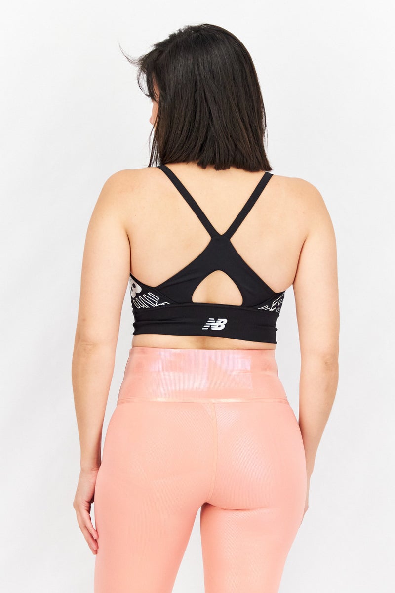 Women Sportswear Fit Sleeveless Running Bra, Black