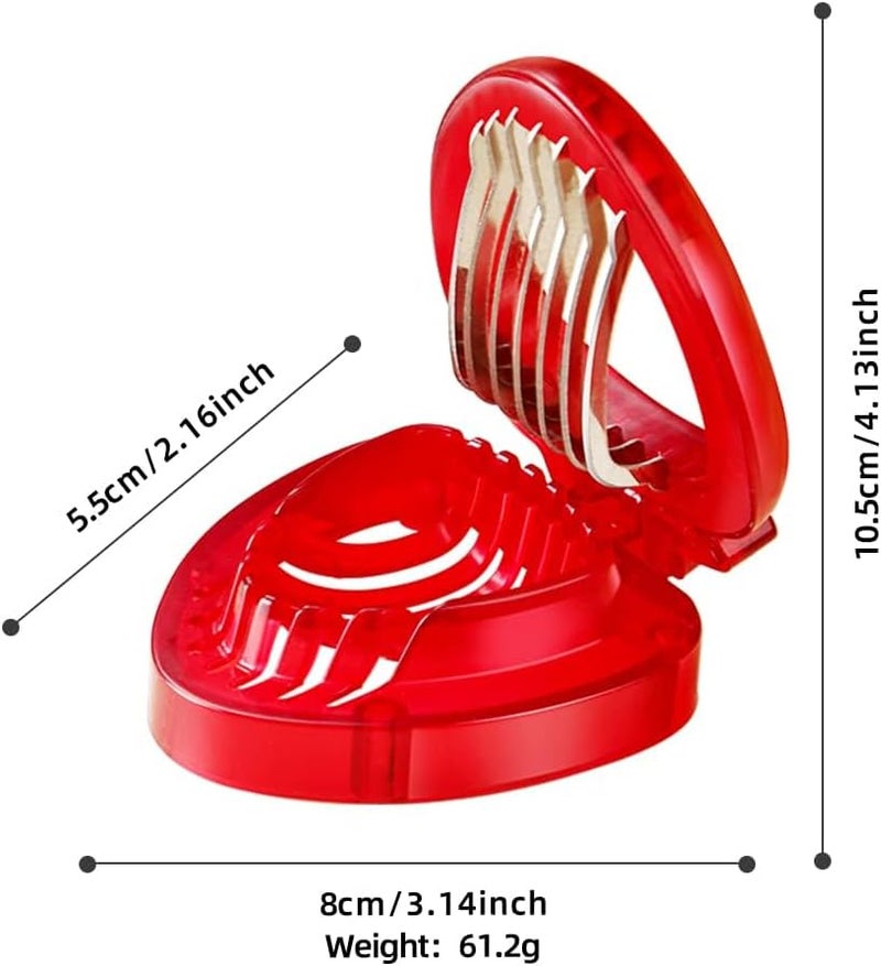 LIFVCNT 2 PCS Strawberry Slicer, Strawberry Fruit Cutter Slicer Kitchen Gadget Set, Kids Egg Slicer, Fruit Slicing Tool with Stainless Steel Blade - Image 5