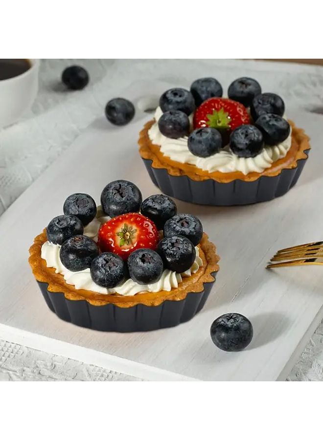 Small Non Stick Tart Pans With Removable Bottom For Baking Fluted Quiche Pies - Image 2