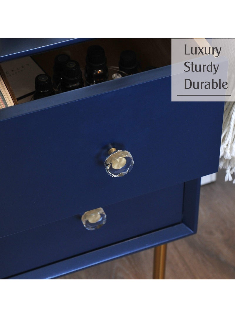 Knobs for Cabinet, Satin Brass Crystal Gold Cabinet Vintage, Glass and Pulls Dresser Drawer, Kitchen Bathroom 6 Pcs - Image 4