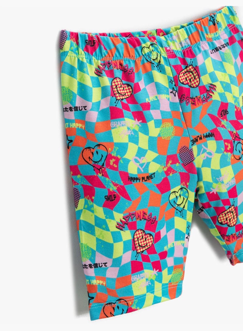 KOTON Leggings Elastic Waist Mid-Thigh Length Printed - Image 3