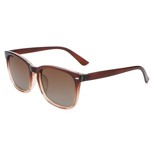 COASION Women's Polarized Sunglasses for Medium to Large Faces - Fashion Square Shades UV400 Protection(Dark Brown/Gradient Brown) - Image 1