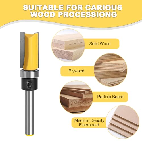 Viemior 4PCS Pattern Flush Trim Router Bit Set, Premium Flush Trim Route Bit 1/4 Shank, 1/2" Cutting Diameter, Bearing Design to Prevent Tear-Out for Woodworking, Milling, Trimming - Image 4