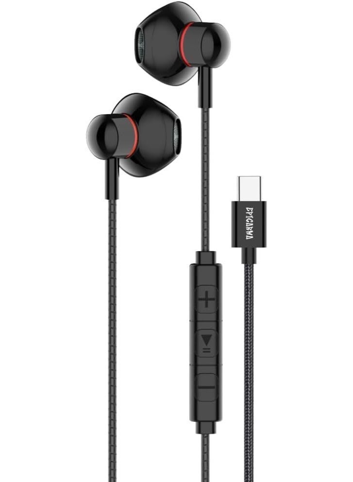 SonicCore Hi-Fi Braided USB-C Wired Earphones – High-Fidelity Sound, Durable Braided Cable, In-Ear Headphones for Android, iPhone USB-C Devices, Tablets & Laptops