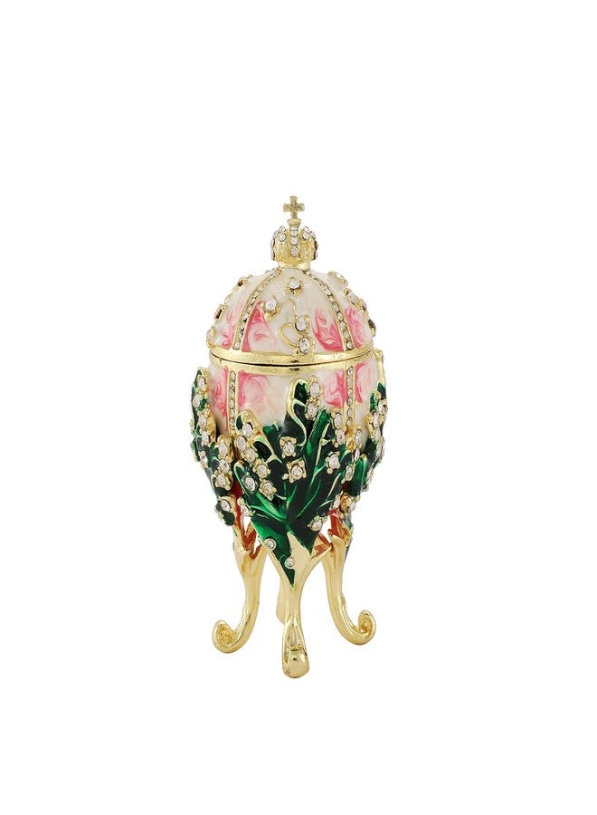QIFU Small White Pink Easter Egg Style Enamel Trinket Box, Unique Gift for Family - Image 1