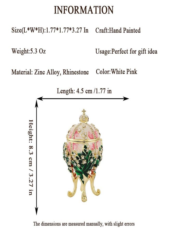 QIFU Small White Pink Easter Egg Style Enamel Trinket Box, Unique Gift for Family - Image 3