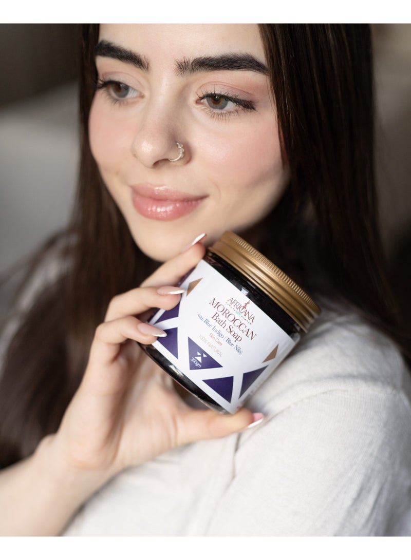 AFRICANANPC Moroccan bath soap with Blue indigo (Blue Nila) - 300gm - Image 4