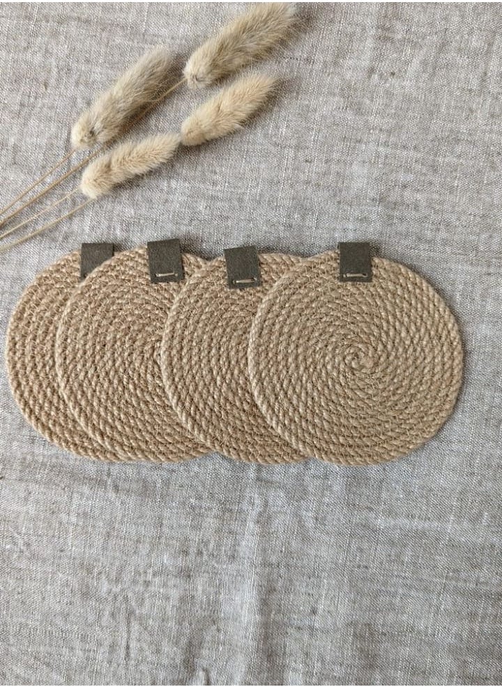 set 6 jute coaster 10 cm