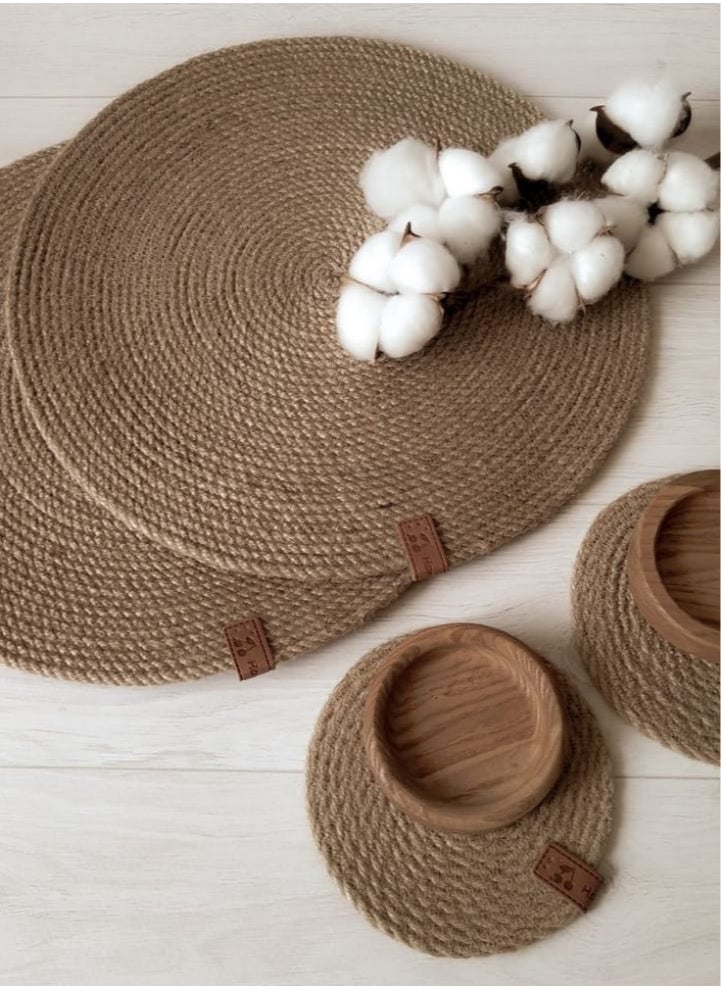 set 6 jute coaster 10 cm