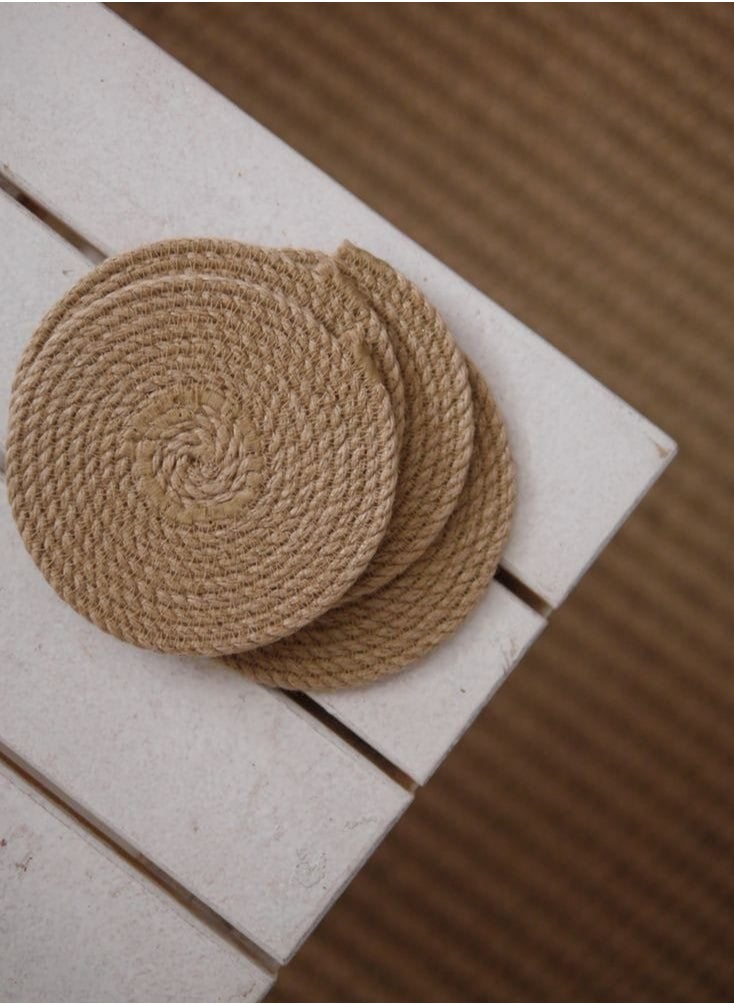 set 6 jute coaster 10 cm
