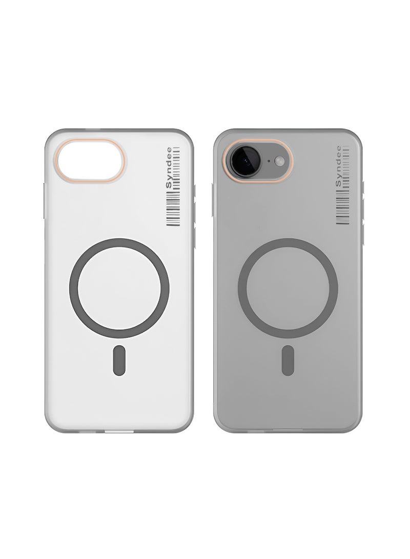Syndee Apple iPhone 16e 5G 2025 Syndee Series Hybrid Translucent Magsafe with Magnetic Charging Raised Camera Lips Elegant Look Case Cover - Grey  - Image 2