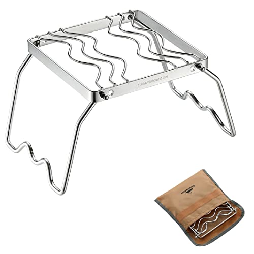 camping moon CAMPINGMOON Portable Folding Camping Campfire Grill over Fire Split Stoves 304 Stainless Steel (7’’L (MS-1001)) - Image 1