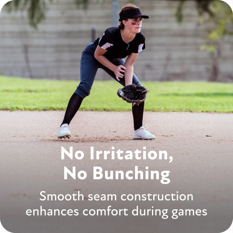 Sof Sole Baseball/Softball Over-the-Calf Team Athletic Performance Socks (2 Pair), X-Small, Black - Image 3