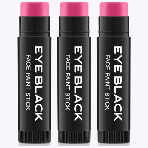 Wismee 3PCS Pink Eye Black Stick PRO Pink Face Paint StickAntiGlare Under Eye Sports Grease for Baseball Softball Soccer Athletes Sports Training Vegan Hypoallergenic Halloween Makeup Stick - Image 1
