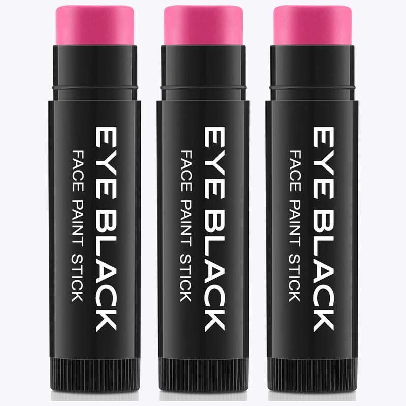 Wismee 3PCS Pink Eye Black Stick PRO Pink Face Paint StickAntiGlare Under Eye Sports Grease for Baseball Softball Soccer Athletes Sports Training Vegan Hypoallergenic Halloween Makeup Stick - Image 3