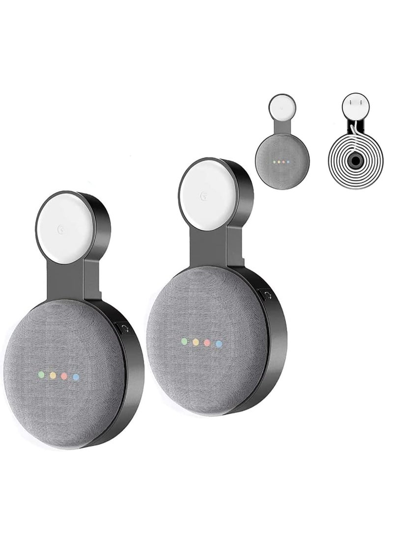 KASTWAVE - حامل حائط Google Nest Mini (الجيل الثاني)، حامل مكبر صوت Google Nest Mini مع إدارة الأسلاك، ملحقات التثبيت على الحائط لمكبر الصوت Nest Mini VSpeaker (أسود، عبوتان) - Image 1