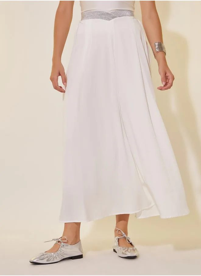 تايك تو Take Two Solid A-Line Maxi Skirt