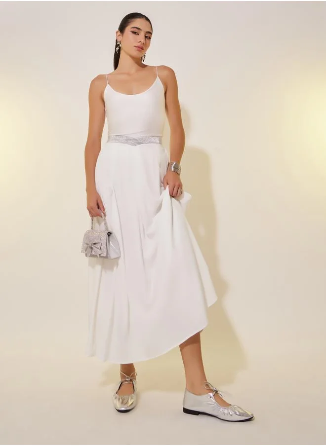 تايك تو Take Two Solid A-Line Maxi Skirt