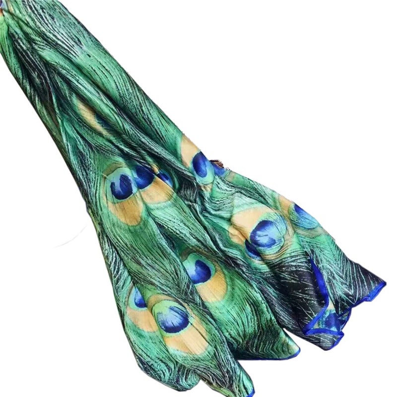 X&F Women's Fashion Peacock Feather Prints Long Scarf Summer Wrap Shawls - Image 5