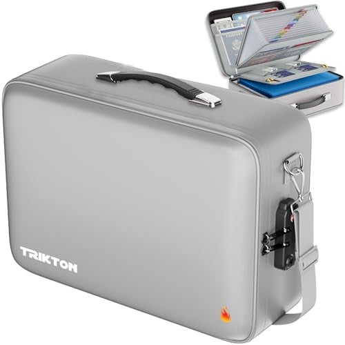 TRIKTON XXL Legal-Size Fire & Water-Resistant Document Box with TSA Lock - Hard-Shell Case (17×13×6 in) Hard Case File Organizer for Important Documents, Laptop, Passport, Wills, Certificates (Silver) - Image 1
