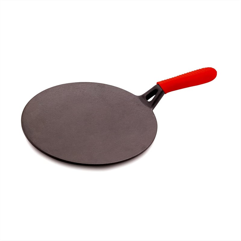 THE CHEF STORY The Chef Story Throwback Series Cast Iron Concave Roti Tawa 26cm PreSeasoned 102 Inch Lifetime Exchange Warranty Unibody Design with no Screw Joints Silicon Sleeves Eco Friendly Induction Gas Electric Solid Plate Radiant Ceramic Halogen Recyclable Iron Toxic Free  - Image 3