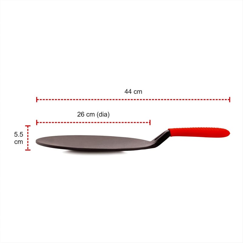THE CHEF STORY The Chef Story Throwback Series Cast Iron Concave Roti Tawa 26cm PreSeasoned 102 Inch Lifetime Exchange Warranty Unibody Design with no Screw Joints Silicon Sleeves Eco Friendly Induction Gas Electric Solid Plate Radiant Ceramic Halogen Recyclable Iron Toxic Free  - Image 5