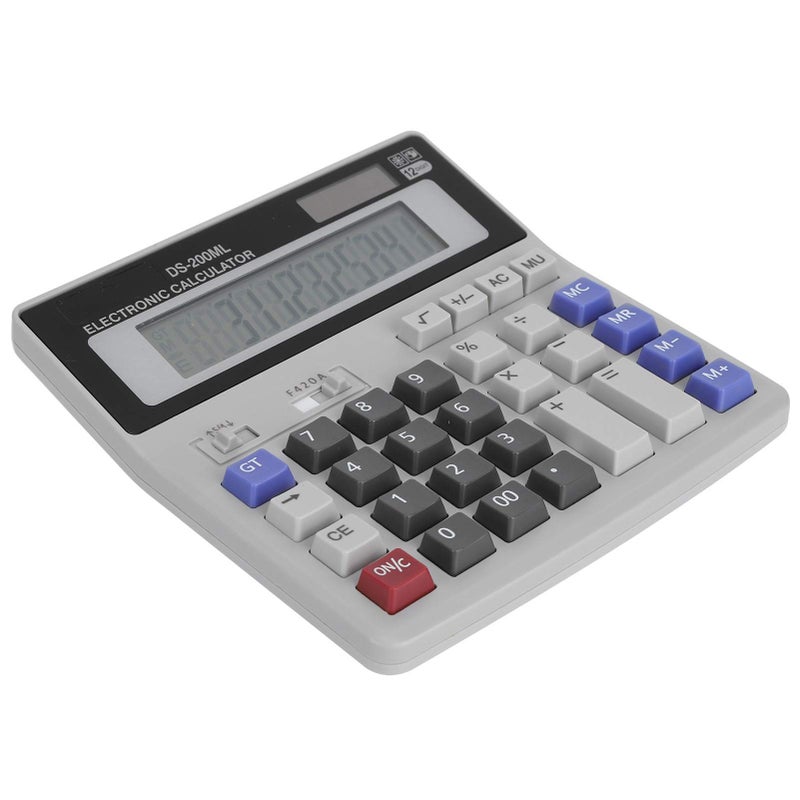 12 Digit Basic Calculator Solar Powered LCD Desktop Office Standard Function Long Battery Life - Image 2