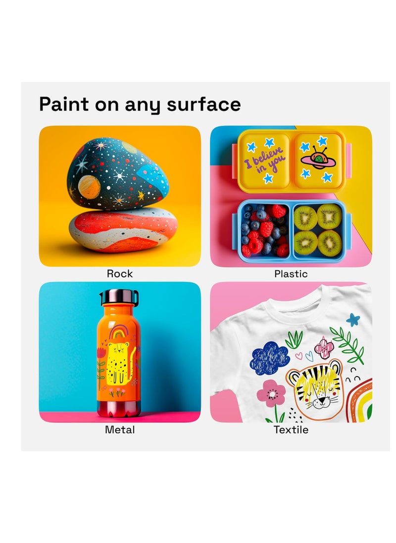 ARTISTRO - ARTISTRO 24 Acrylic Paint Pens, Acrylic Paint Markers, Fabric Markers for Textile, Canvas, Rock, Glass, Wood, Paper, Pumpkin, DIY, Paint Markers for Kids and Adults (Dual Tip Dot + Fine) - Image 1