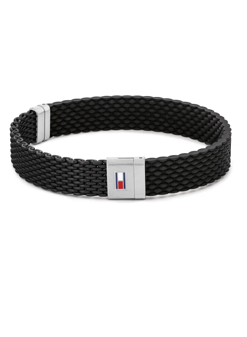 تومي هيلفيغر Tommy Hilfiger Men's Silver & Black Silicone Bracelets - 2790240S