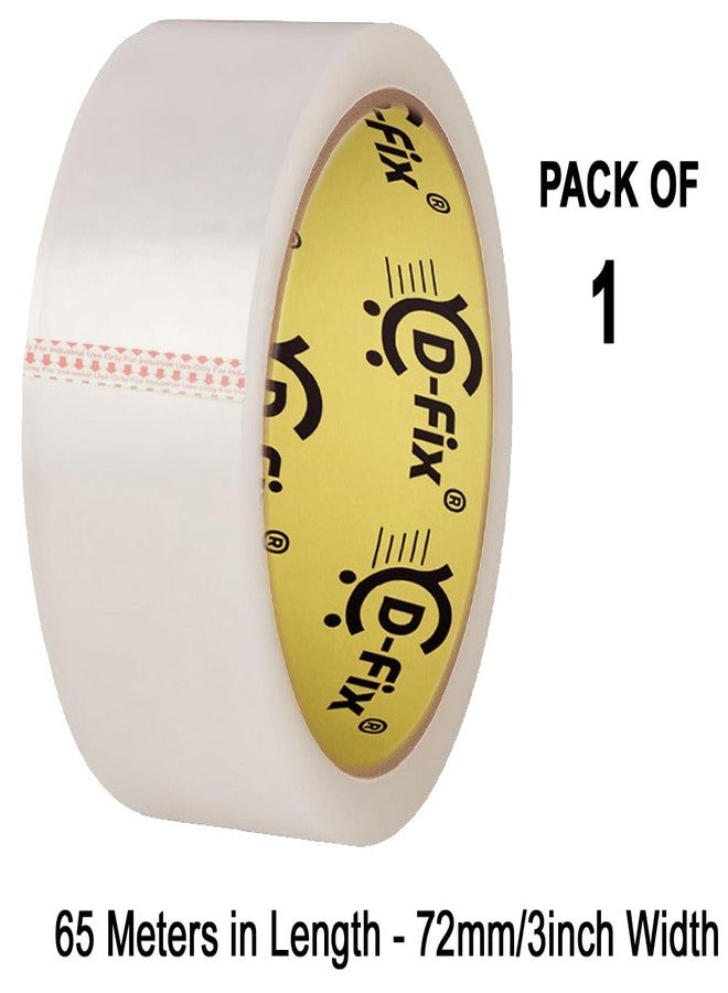 D-Fix شريط لاصق شفاف ذاتي اللصق من دي-فيكس® - طول 65 مترًا - عرض 72 مم / 3 بوصات - لفة واحدة في العبوة - شريط تغليف صناعي من مادة BOPP لمواد تغليف التجارة الإلكترونية - Image 2